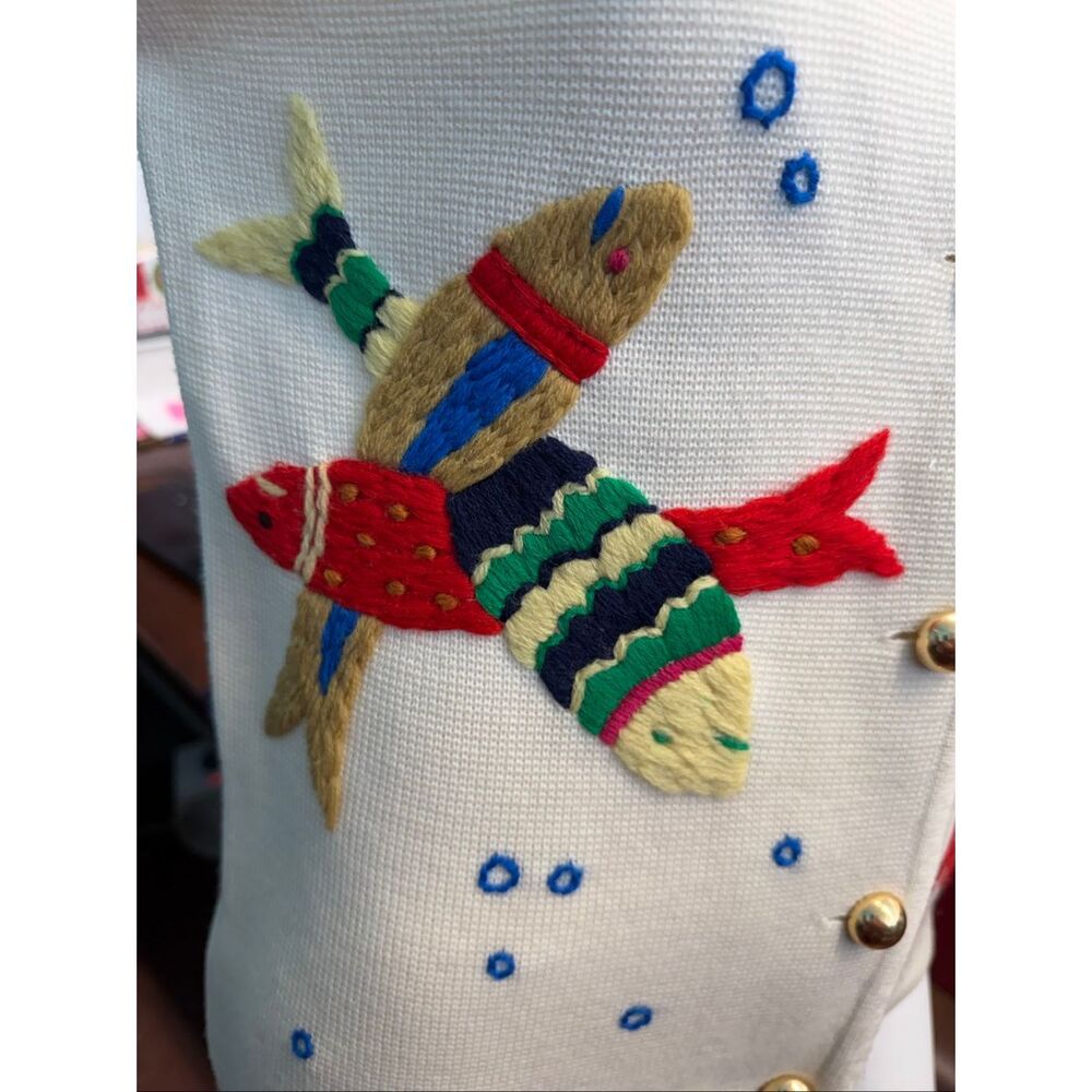 Leroy Knitwear Vintage 60’s Aries Zodiak Embroidered Sweater Women’s Size Small - Picture 16 of 16